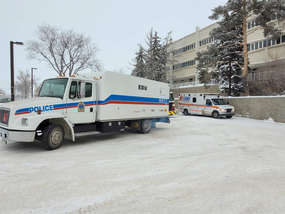 Fire, EMS and RPS explosives/chemical disposal experts prepare for hazardous chemical removal at U of R.