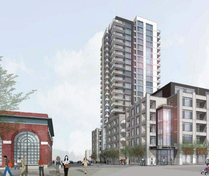 This is a view of the proposed Homestead apartment building behind the Smith Robinson building at King and Queen streets.