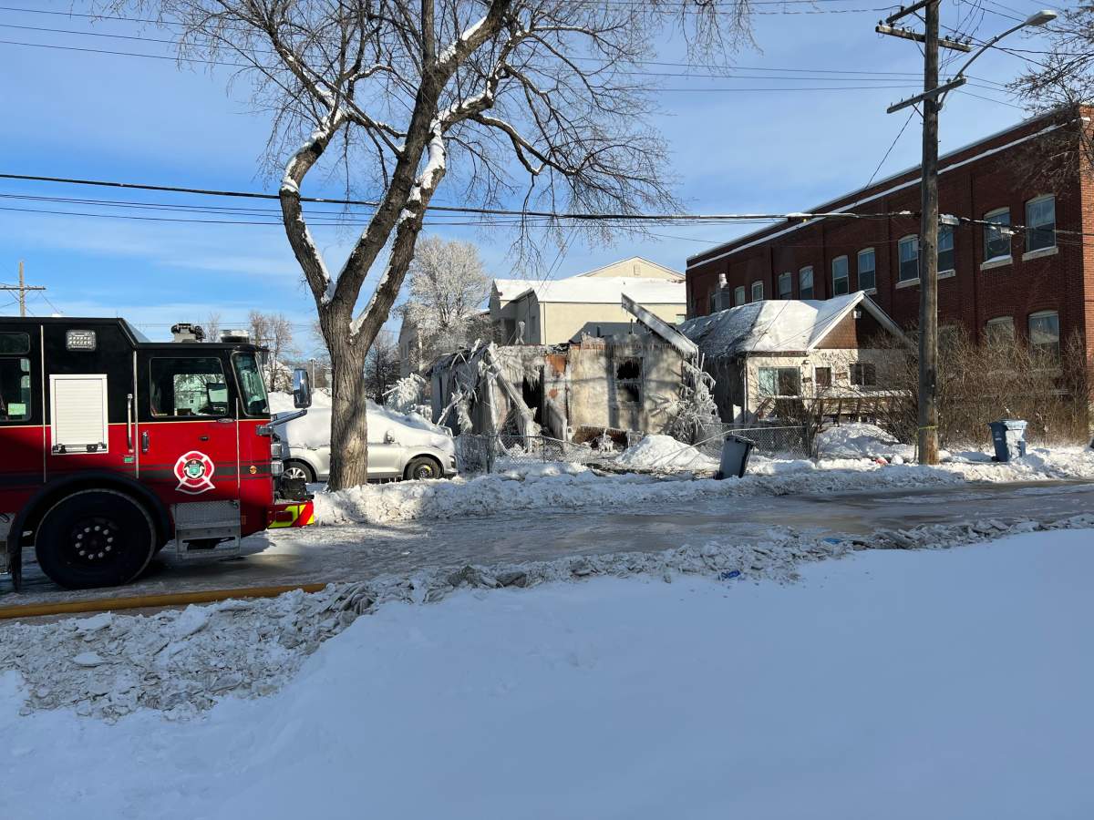 Fire crews in Winnipeg were expected to be on scene most of Sunday after an early-morning fire gutted a vacant house on Selkirk Avenue.