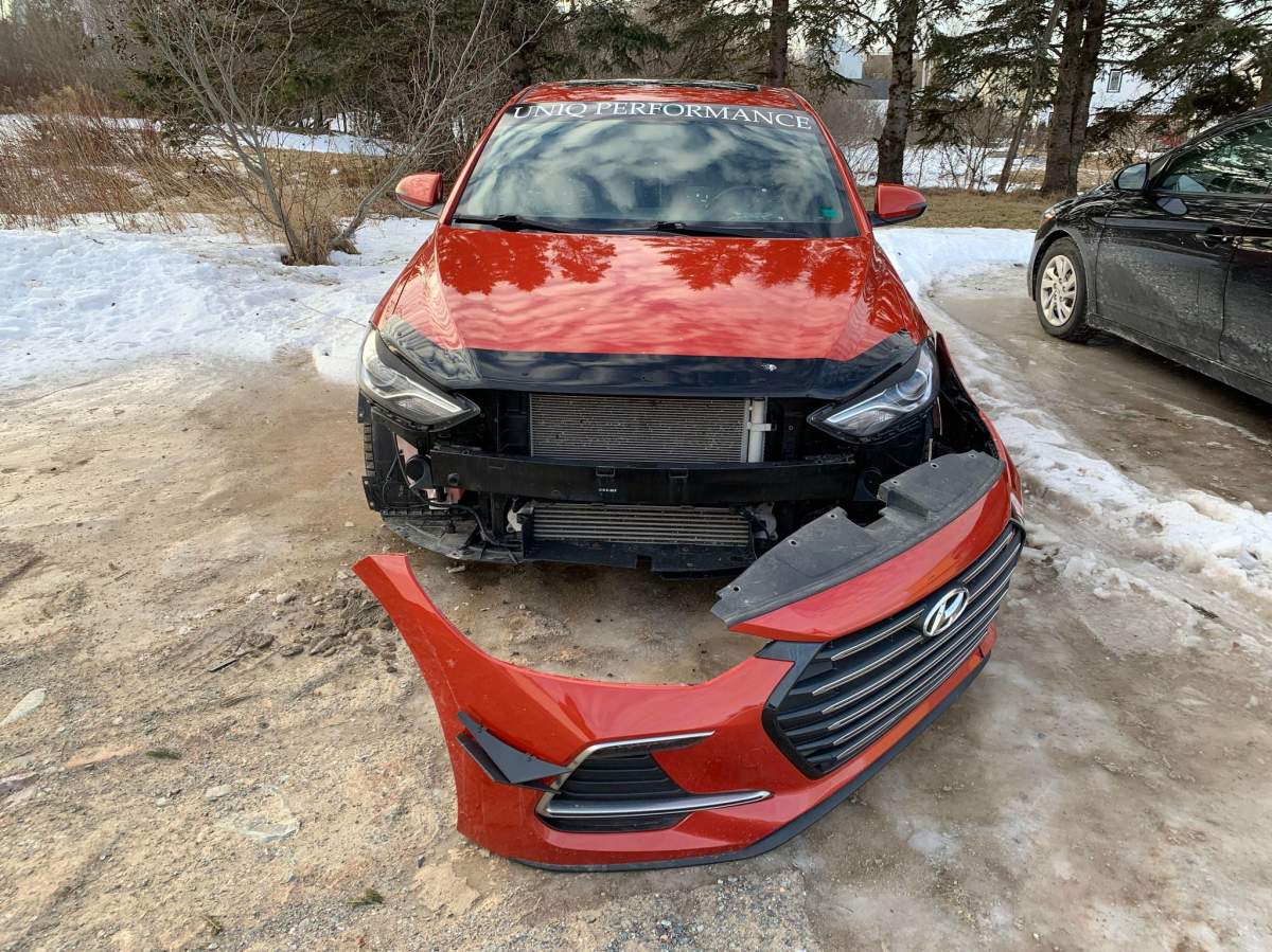 2017 Hyundai Elantra Sport damaged in alleged hit and run