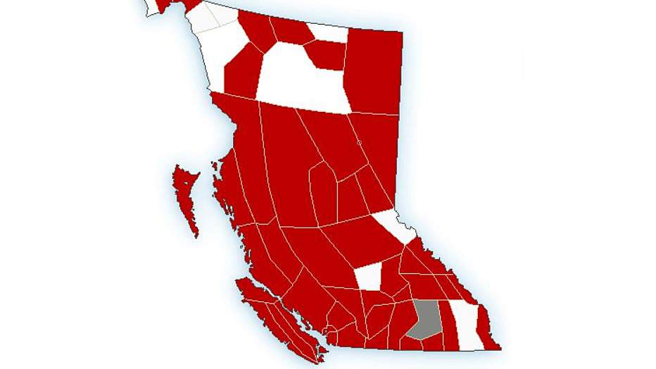 A map showing weather warnings issued by Environment Canada on Wednesday, Jan. 5, 2022.
