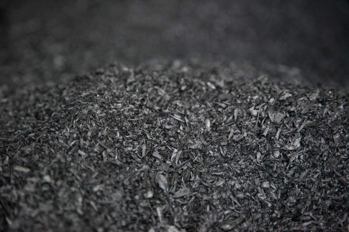 A stock image of biochar, the end product after carbonizing food waste.