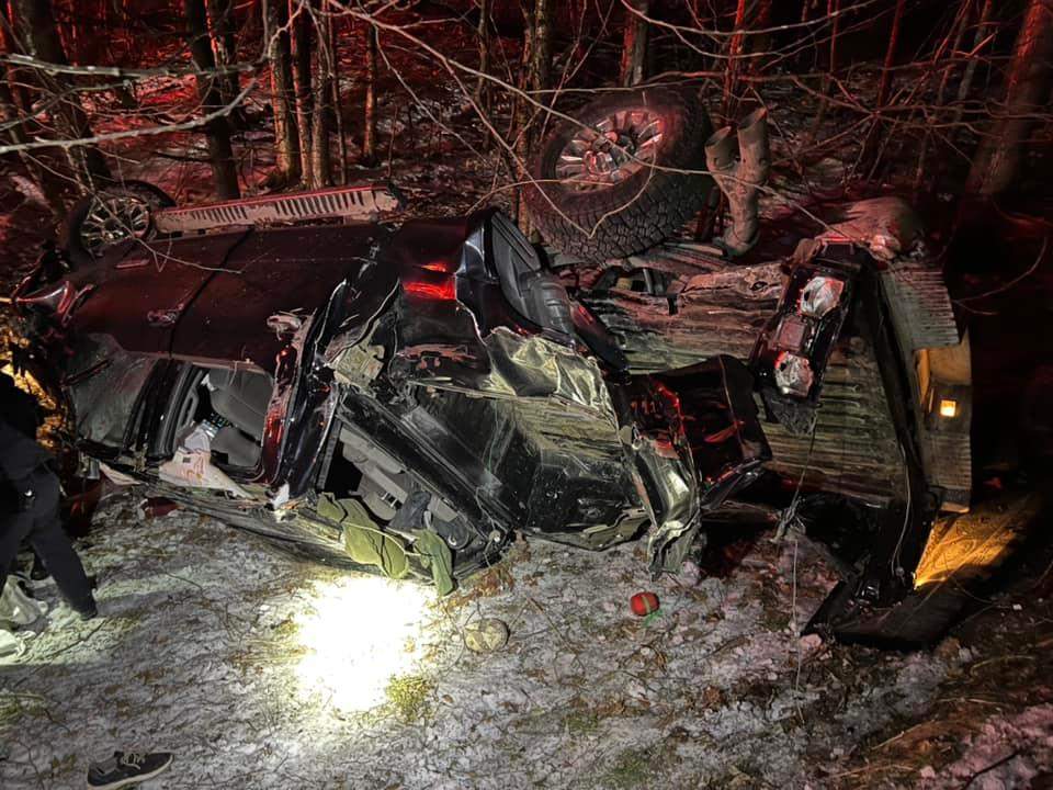 A photo of the heavily damaged truck