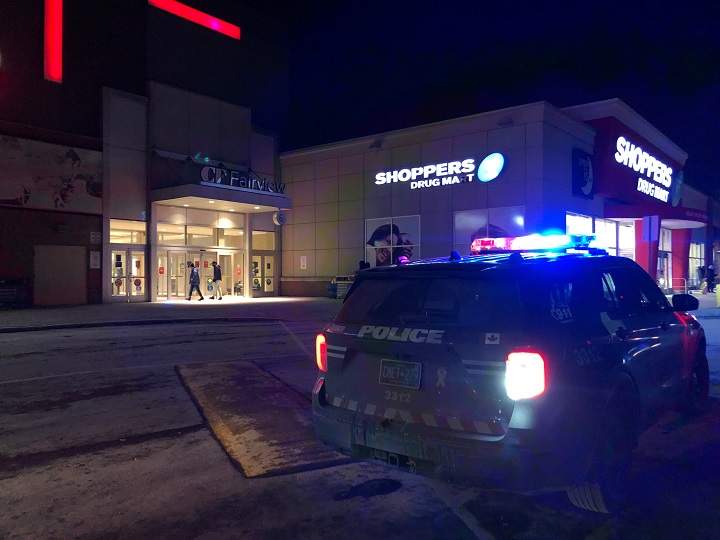 Police on scene at Fairview Mall following a stabbing involving teenagers.