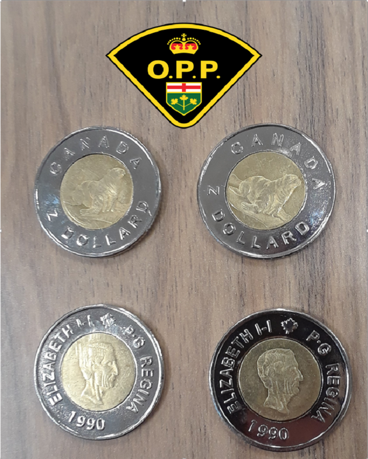 Counterfeit $2 coins.