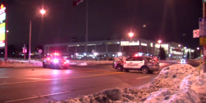 Toronto police at the scene of a fatal hit-and-run in January 2022.