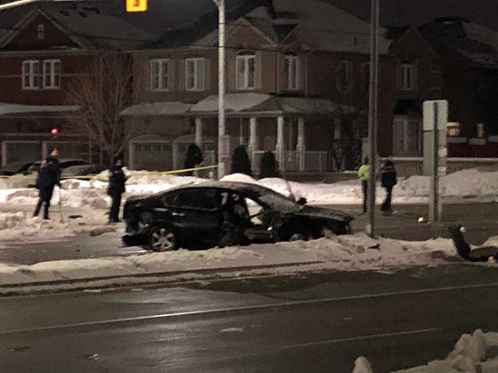 A photo of the crash scene in Brampton.