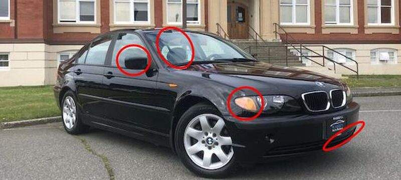 Photo circled with where the damage on the suspect vehicle would be.