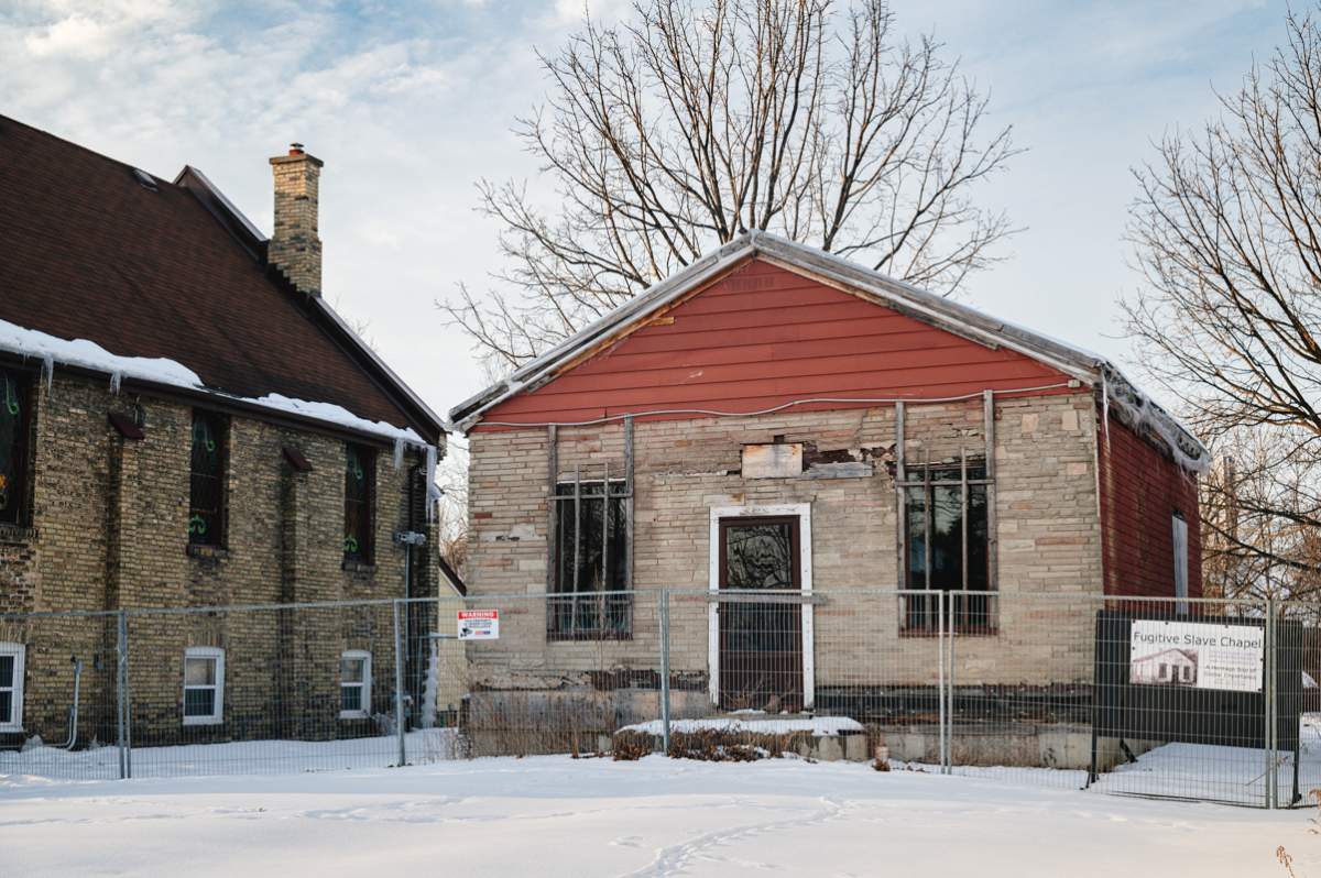 The Fugitive Slave Chapel on Grey Street in London, Ont., Feb. 1, 2022.