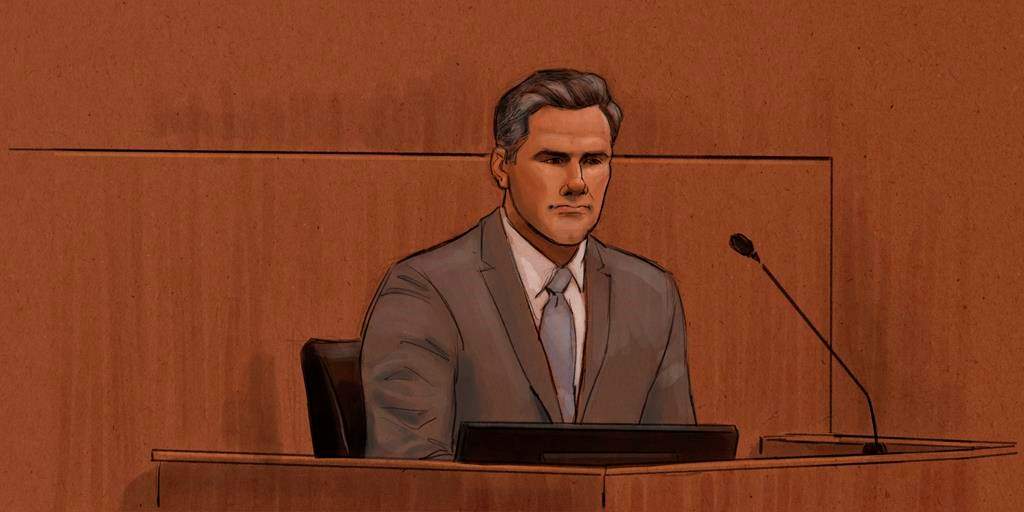 This courtroom sketch shows former Minneapolis Police Officer Thomas Lane during his trial in the killing of George Floyd in federal court in St. Paul, Minn., on Monday, Feb. 21, 2022. 