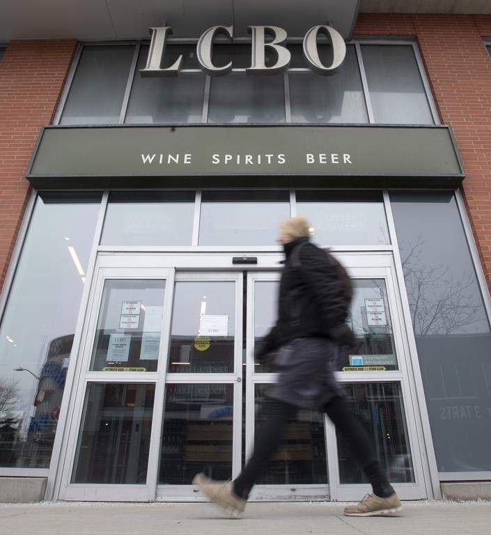A person walks past an LCBO in Ottawa, Thursday March 19, 2020. 