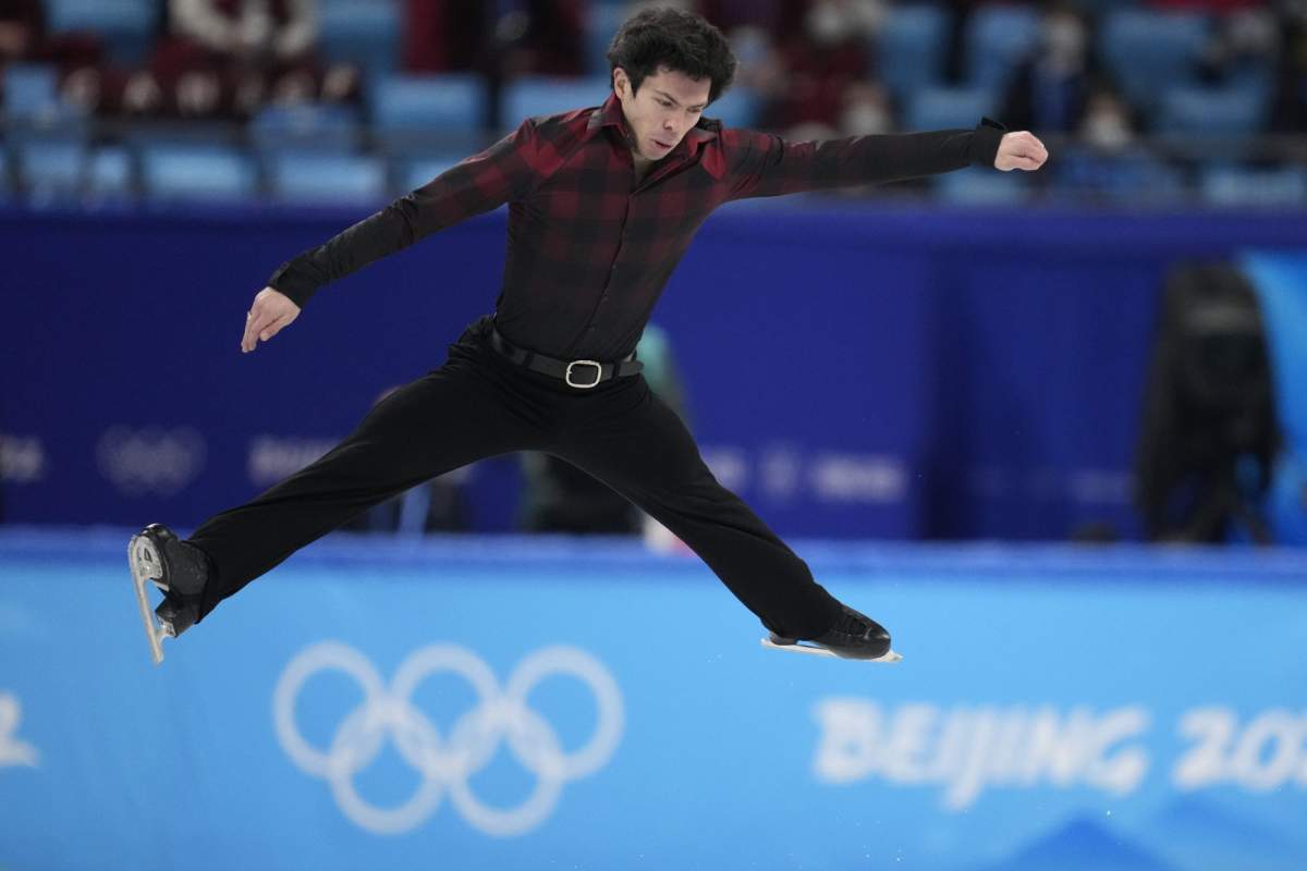 Keegan Messing, of Canada, competes in the men’s free skate program during the figure skating event at the 2022 Winter Olympics on Feb. 10 in Beijing.