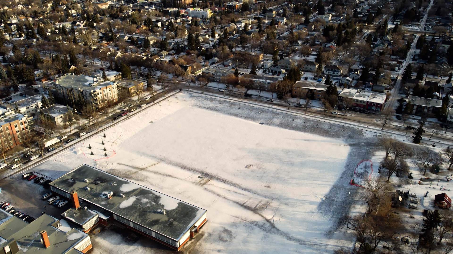 A dry pond in Edmonton, AB.