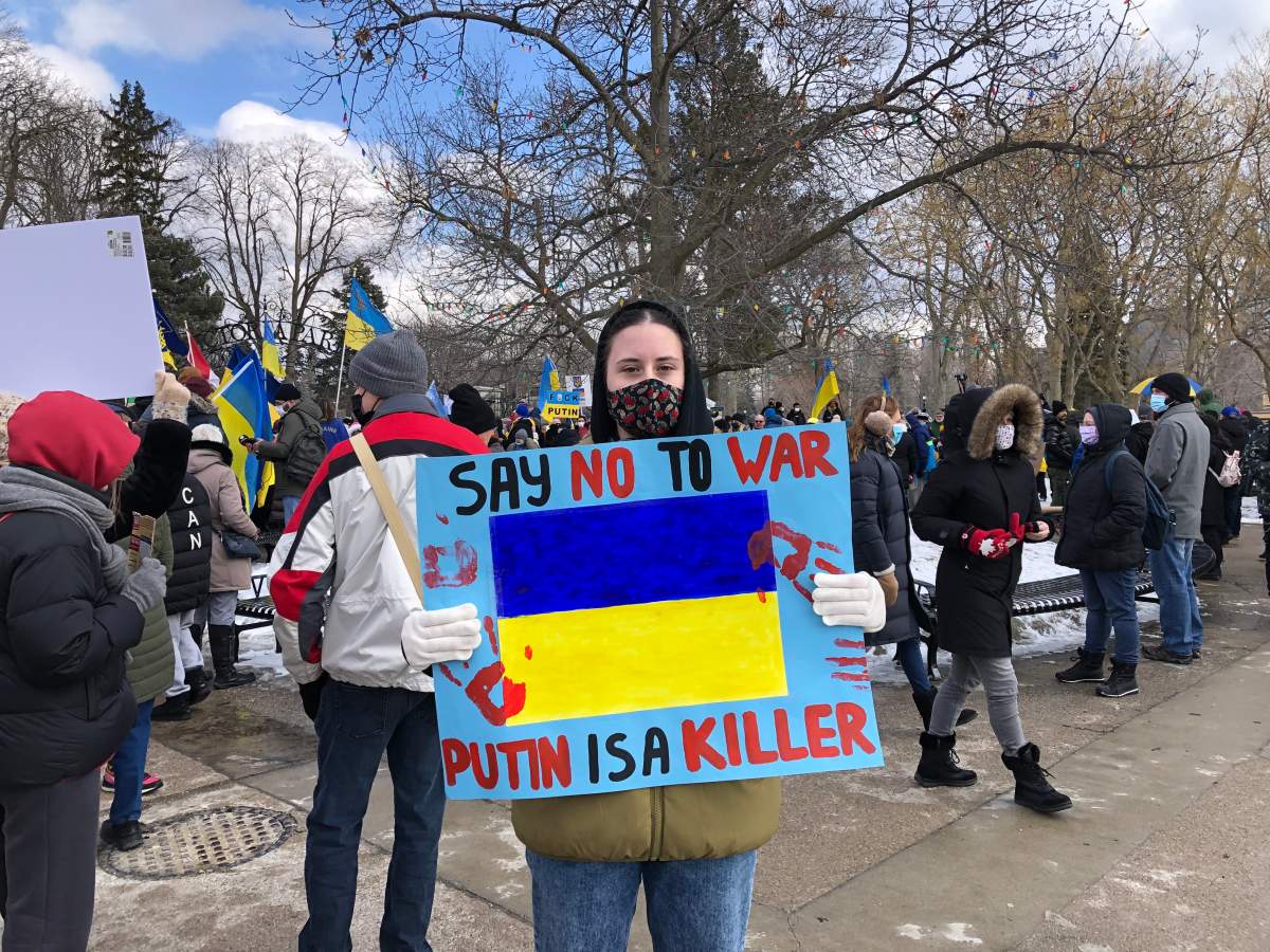 Daria Olifirenko says the past week has been awful and left her feeling helpless as she worries for her family still in Ukraine.