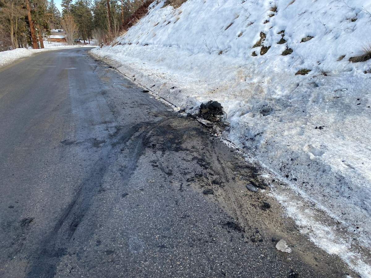Belgo Road Kelowna torched vehicle remanants