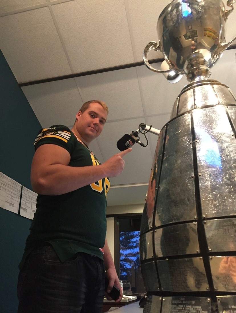 Edmonton offensive lineman Matt O'Donnell visits 630 CHED after the team's 2015 Grey Cup win.