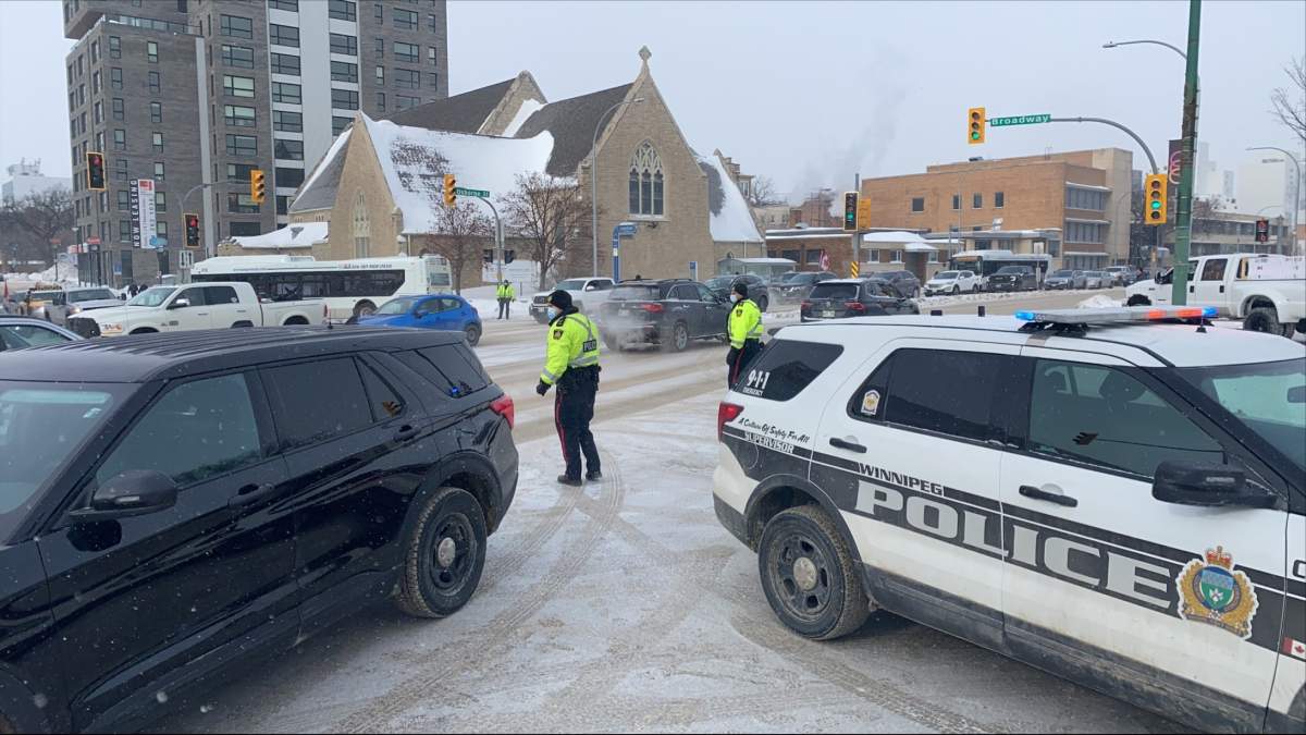 police directing traffic on Memorial