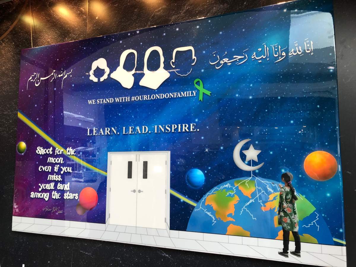 The painting by Toronto-based artist Amer S.M is inspired by an artwork created by 15-year-old Yumna Afzaal, an artist herself who was killed in the attack.