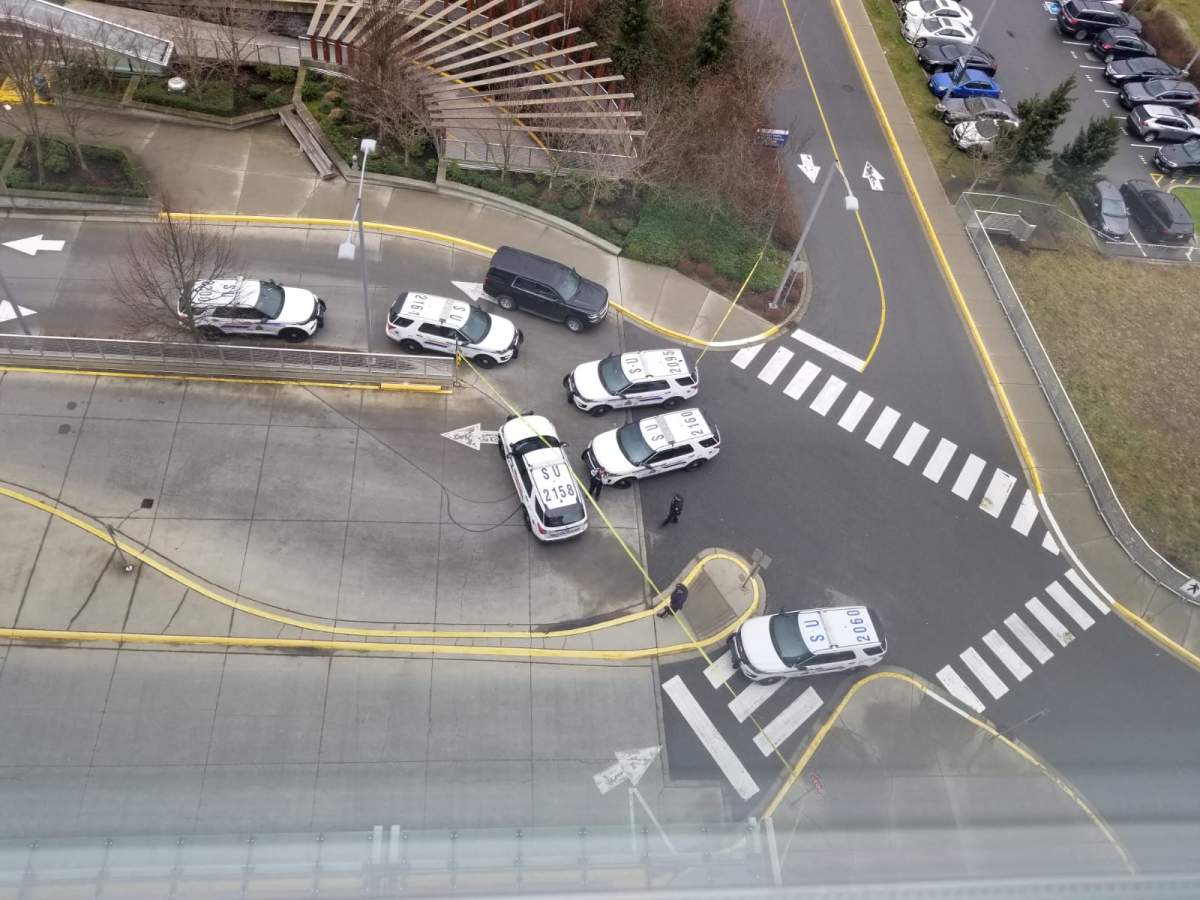 A portion of Surrey Memorial Hospital was evacuated Saturday as police investigated a possible explosive device.