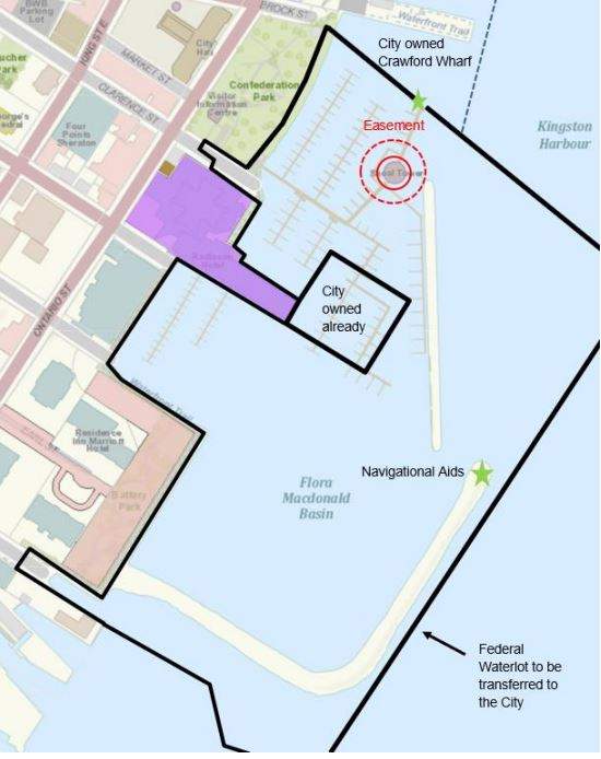 The water lot purchase covers a large swath of the Kingston Harbour and breakwall, stretching from battery Park to Crawford Wharf. It will all be owned by the city.
