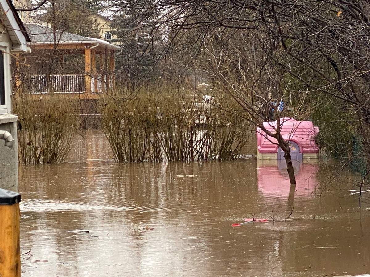Major flooding in Brampton near the Credit River on Feb 17, 2022.