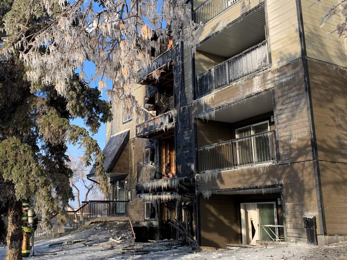 The fire at the Ridgewood apartment complex on the corner of 25 Avenue and 40 Street was reported just before 2 a.m. Monday, Feb. 28, 2022.
