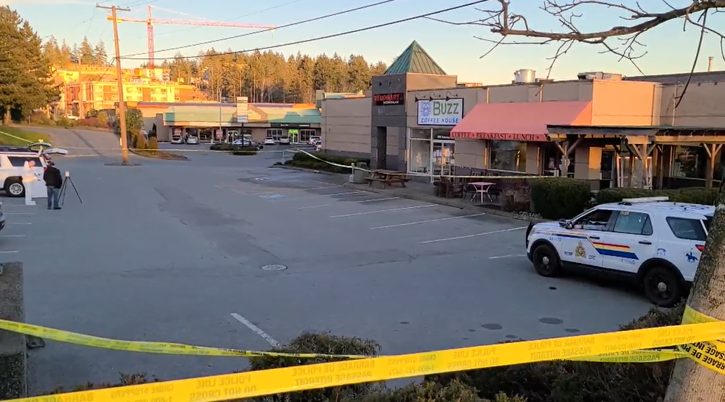 Police at the scene of a homicide in Nanaimo
