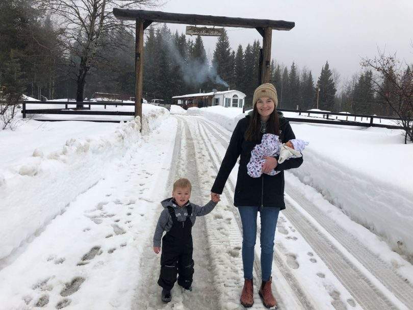 Shina Biblow is seen with her sons Morris (left) and Merritt at their family ranch outside Williams Lake, B.C.