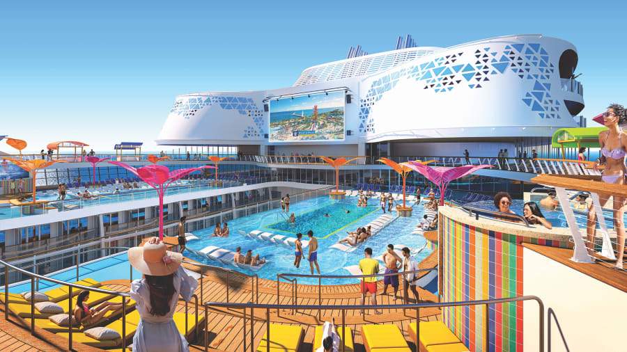 A rendering of the ship's pool area.