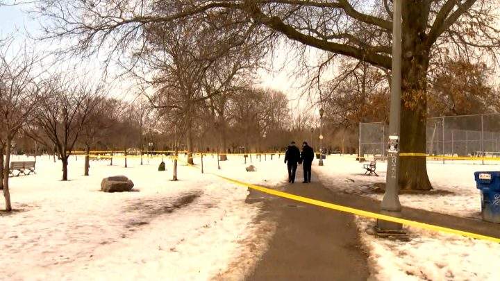 Police tape is seen in Toronto’s Trinity-Bellwoods neighbourhood following a stabbing on Monday.
