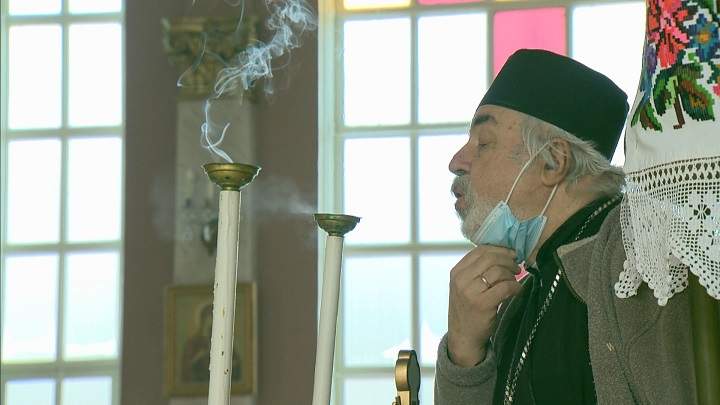 Father Ihor Kutash at the St. Mary the Protectress Church in Montreal. Thursday, Feb. 24, 2022.