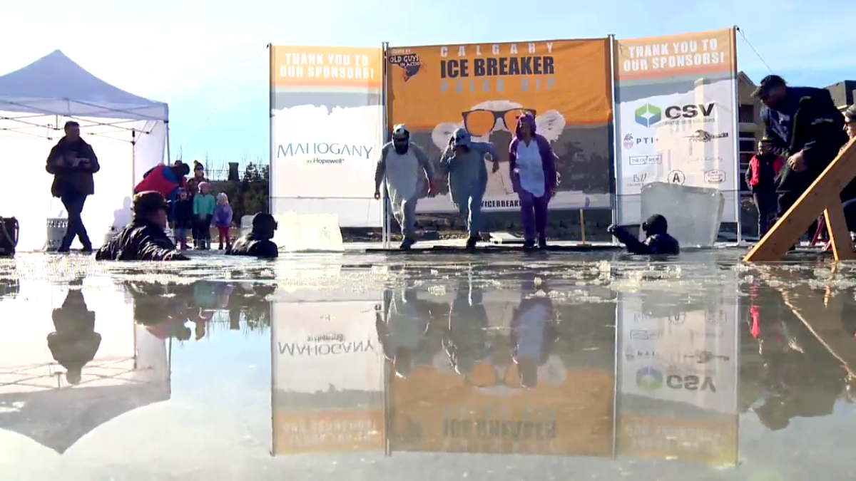 Calgarians dove into cold waters for the annual Icebreaker Polar Dip on Saturday, Feb. 12, 2022.