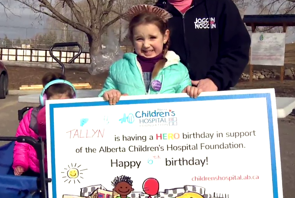 Tallyn Spring, who turned six on Sunday, Feb. 13, 2022, is raising money for neurosurgery research at the Alberta Children's Hospital.