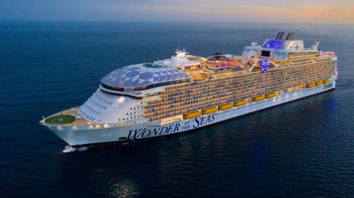 The Wonder of the Seas, as seen from above.