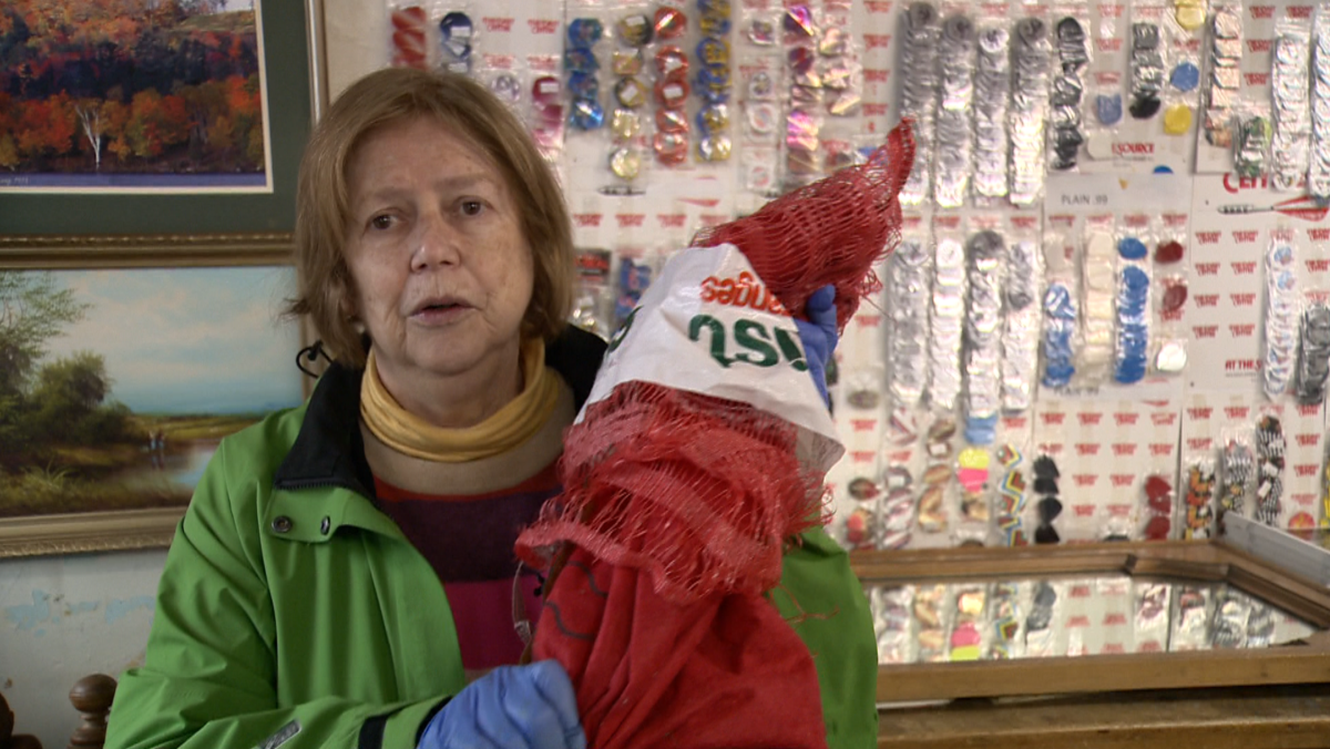 Lorraine Shorrock of The Source Antiques found a sledgehammer disguised in a grocery bag a day after a break-in at her Main St. store.