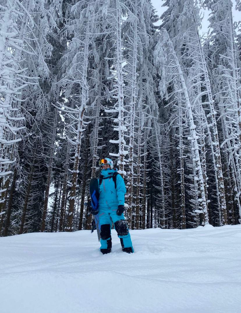 Anna pictured snowboaring in Ukraine