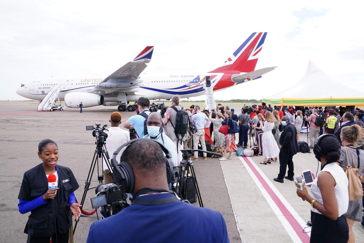 The media awaits the arrival of The Duke and Duchess of Cambridge at Norman Manley International Airport in Kingston, Jamaica, on day four of their tour of the Caribbean on behalf of the Queen to mark her Platinum Jubilee.