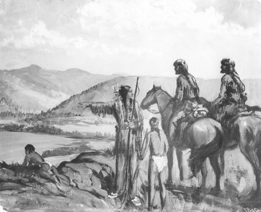 A print of the painting entitled “Discovery of Okanagan Lake” by George H. Southwell