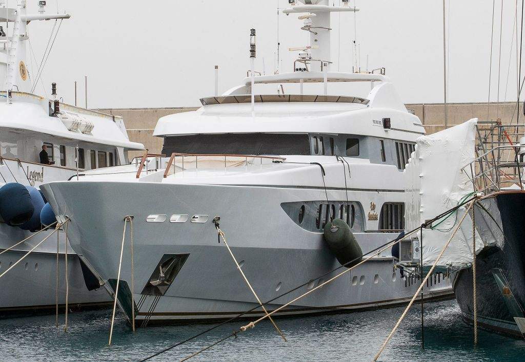 The 48-metre long, St. Vincent and the Grenadines-flagged yacht Lady Anastasia is seen moored at a dock in Puerto Adriano in Calvia, on the island of Mallorca.