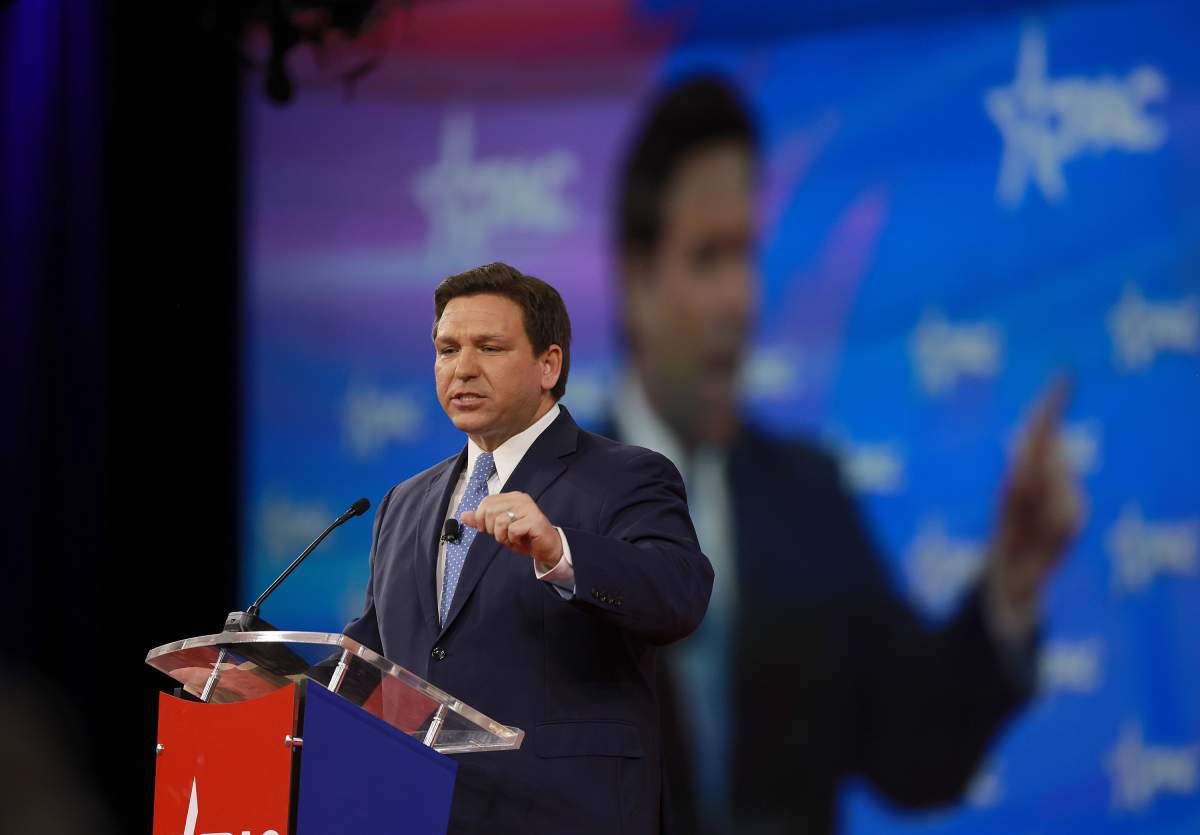 Florida Gov. Ron DeSantis speaks at the Conservative Political Action Conference (CPAC) in Orlando, Florida.