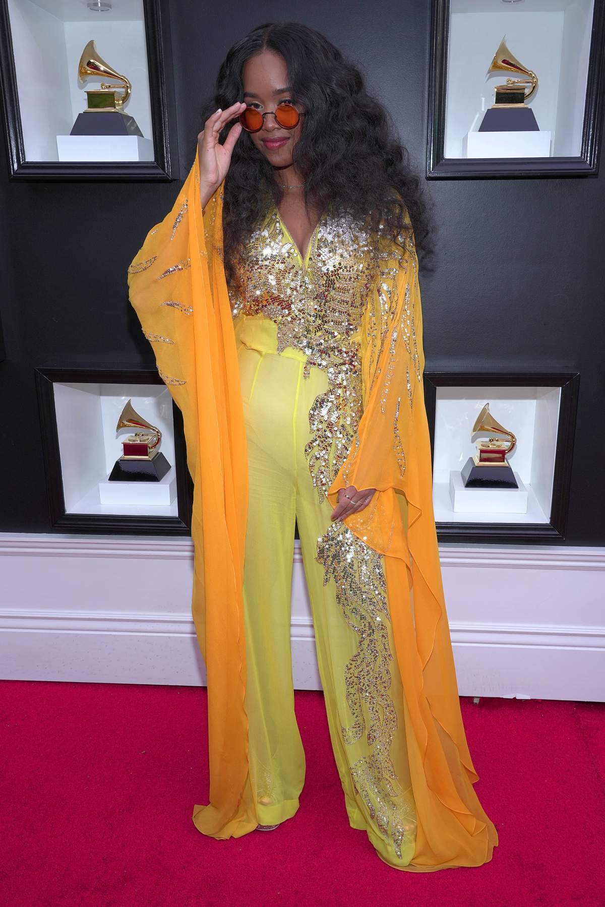 H.E.R. attends the 64th Annual GRAMMY Awards at MGM Grand Garden Arena on April 03, 2022 in Las Vegas, Nevada.