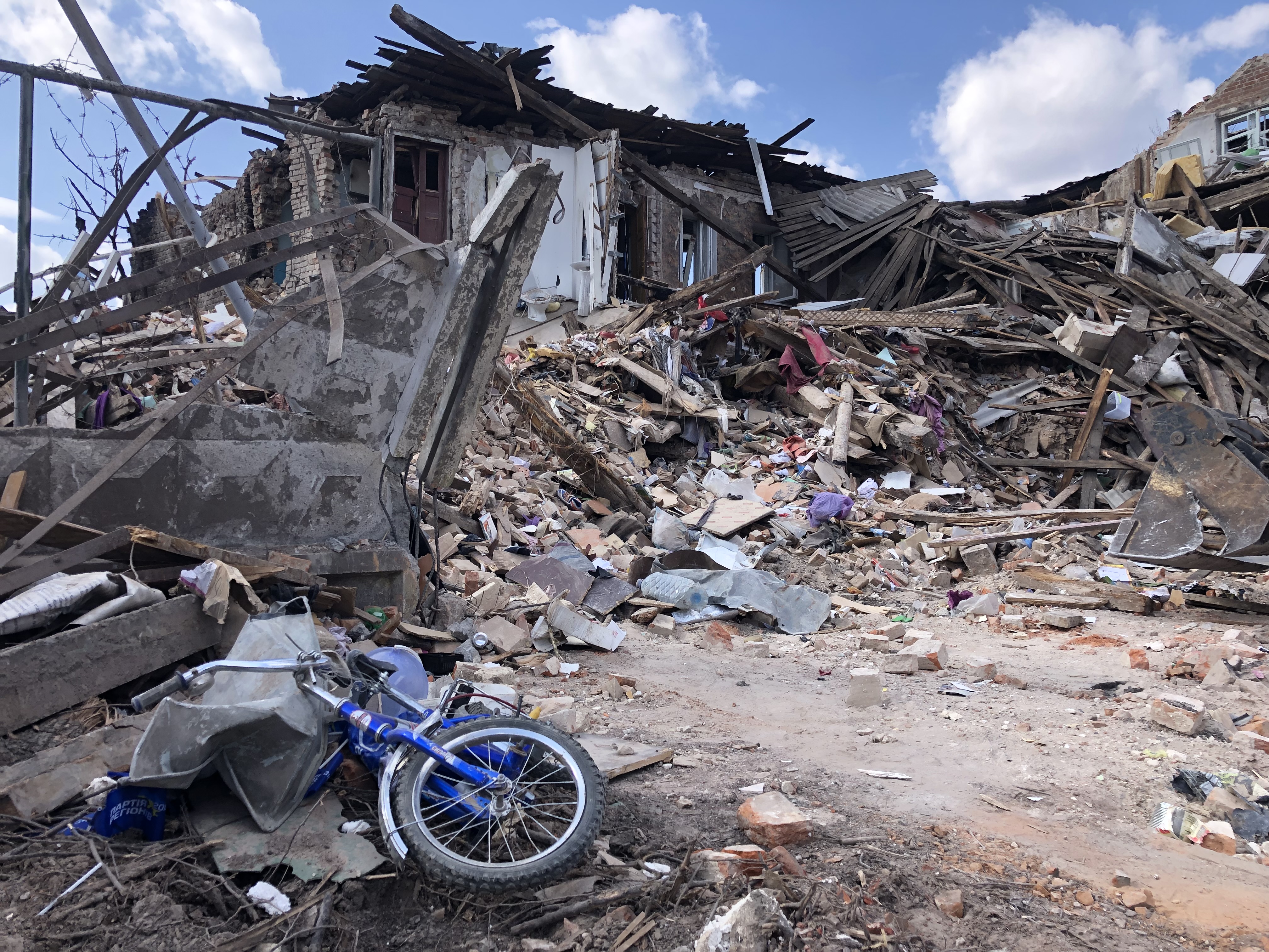 Home of a Ukrainian family destroyed by Russian bombardment, March 29, 2022.