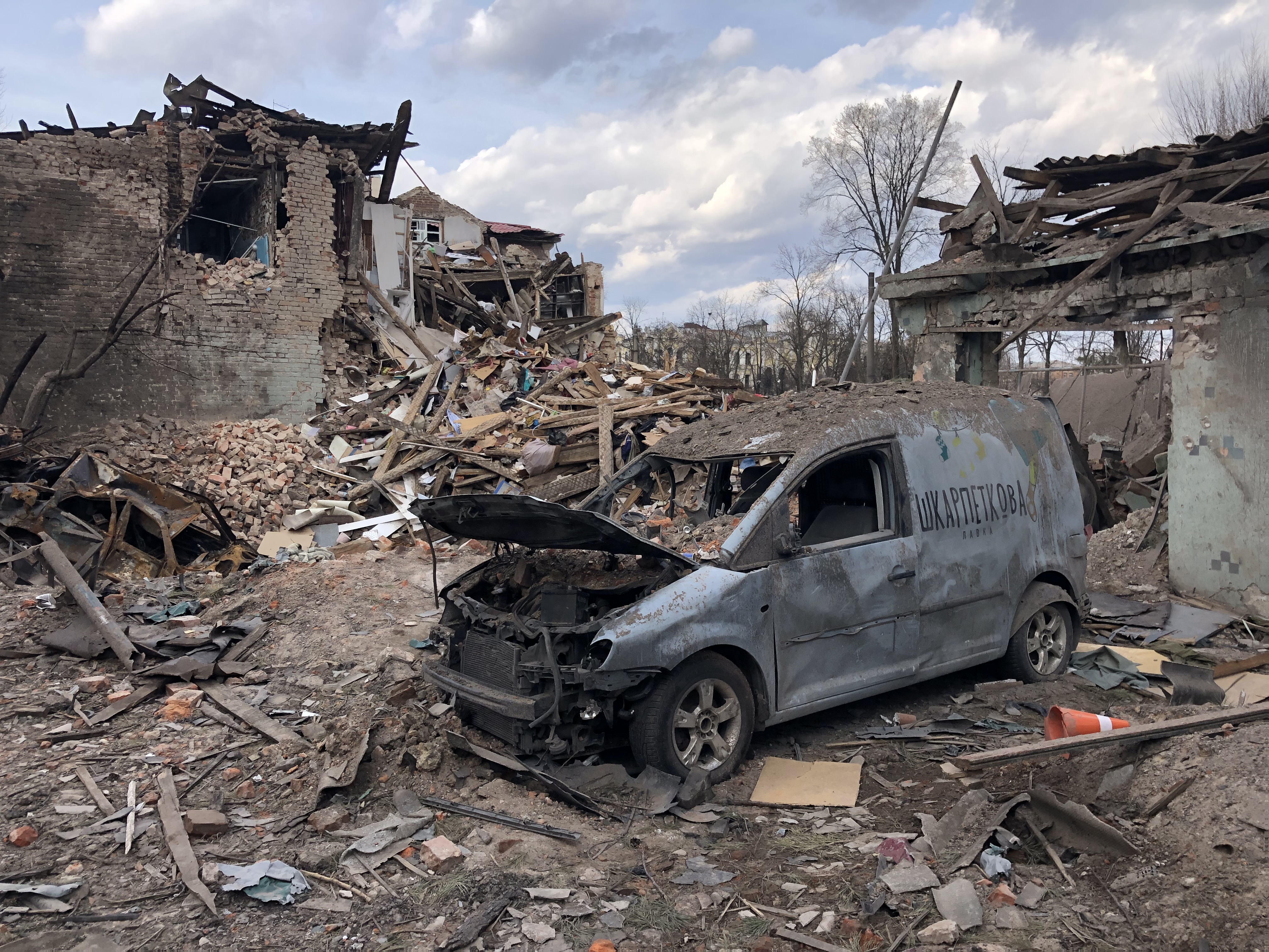 Damaged caused by Russian bombardment of Kharkiv, March 29, 2022.