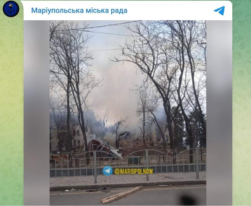 Mariupol Drama Theatre telegram screen grab