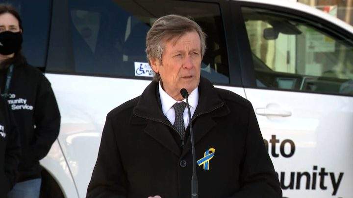 John Tory at a press conference.