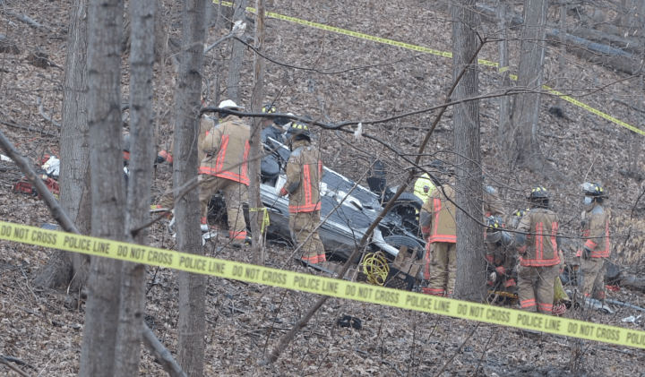 A car came off Ridge Road in Hamilton.