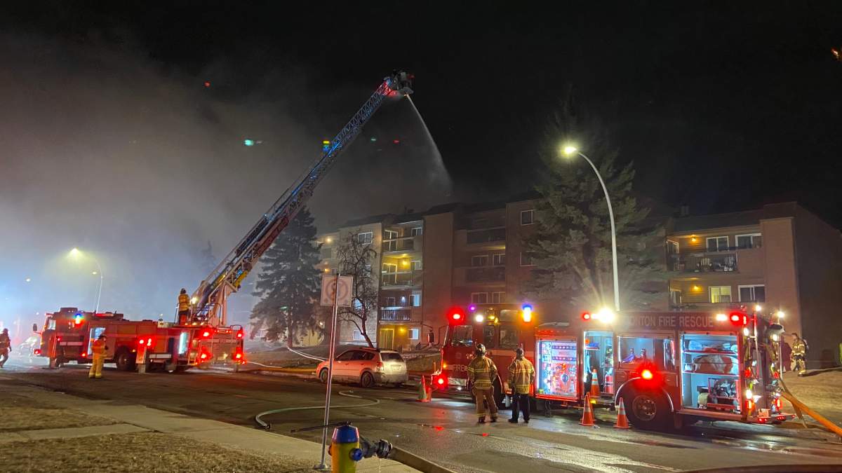 Fire crews at the scene of the blaze that began around 8 p.m. Wednesday, March 30, 2022.