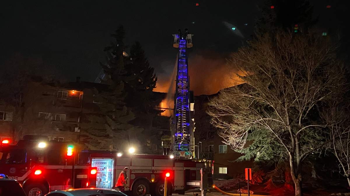 Fire crews at the scene of the blaze that began around 8 p.m. Wednesday, March 30, 2022.