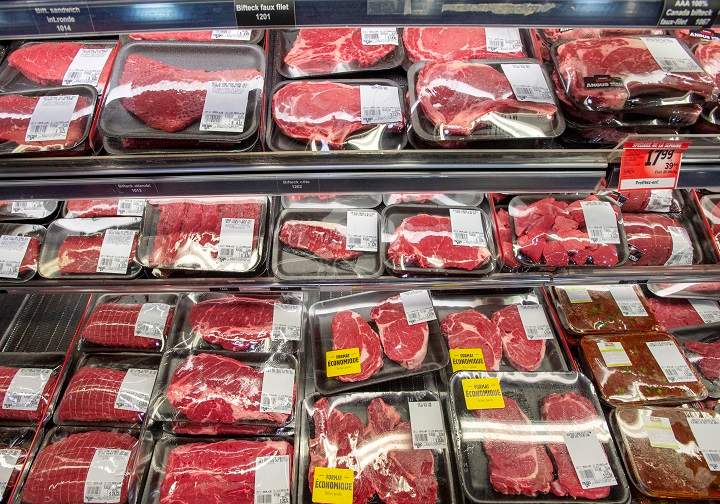 Cuts of beef are seen at a supermarket Wednesday, June 26, 2019 in Montreal.