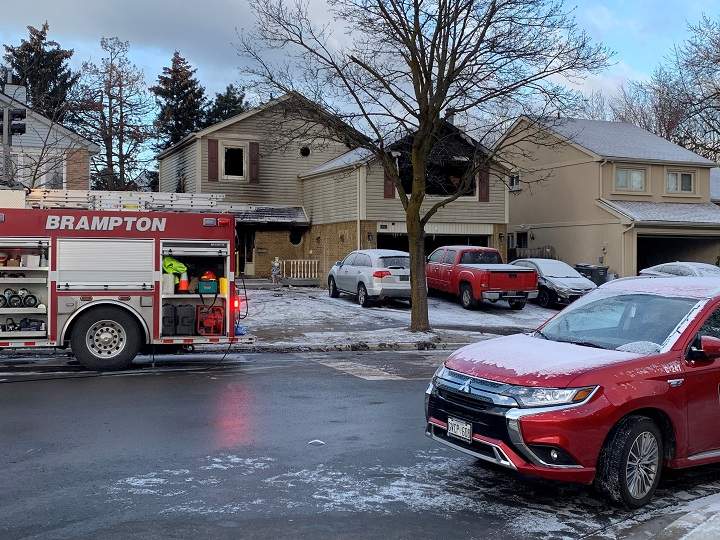 Crews on scene following a fatal fire in Brampton that claimed five lives on March 28, 2022.